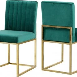 Meridian Furniture Giselle Velvet Dining Chair Set Of 2 Dining Room