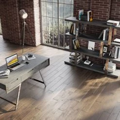 VIG Modrest Dessart - Modern Elm Grey Office Desk