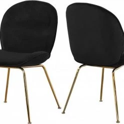 Meridian Furniture Paris Velvet Dining Chair Gold Frame (set Of 2) Dining Room
