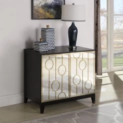Coaster Living Room Benny Mirrored Cabinet Black & Gold