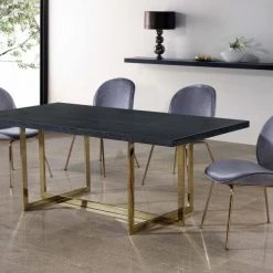 Meridian Furniture Paris Velvet Dining Chair Gold Frame (set Of 2) Dining Room