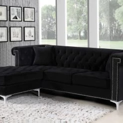 Meridian Furniture Living Room Damian Velvet Reversible Sectional