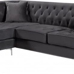 Meridian Furniture Living Room Damian Velvet Reversible Sectional