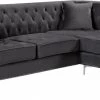 Meridian Furniture Living Room Damian Velvet Reversible Sectional