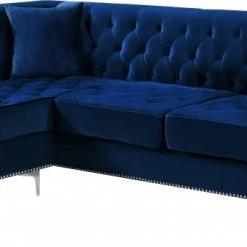 Meridian Furniture Living Room Damian Velvet Reversible Sectional