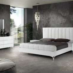 VIG Nova Domus Angela - Italian Modern White Eco Leather Bed Beds & Headboards