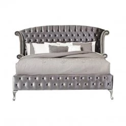 Coaster Deanna Tufted Upholstered Bed Grey