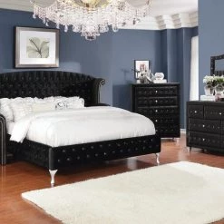 Coaster Bedroom Deanna Tufted Upholstered Bed Black