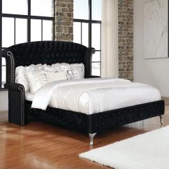 Coaster Bedroom Deanna Tufted Upholstered Bed Black