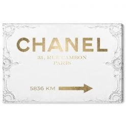 Oliver Gal Couture Road Sign Rococo - Gold Canvas Home Decor