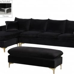 Meridian Furniture Naomi Velvet Reversible Sectional Living Room
