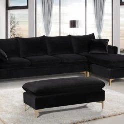Meridian Furniture Naomi Velvet Reversible Sectional Living Room