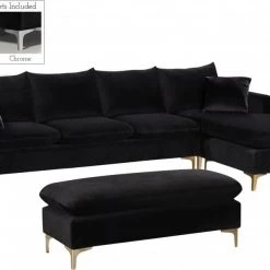 Meridian Furniture Naomi Velvet Reversible Sectional Living Room
