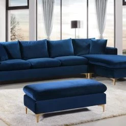 Meridian Furniture Naomi Velvet Reversible Sectional Living Room
