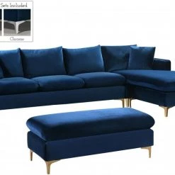 Meridian Furniture Naomi Velvet Reversible Sectional Living Room