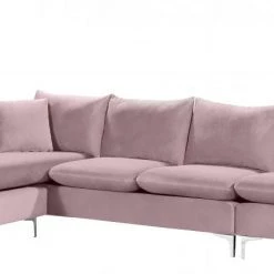 Meridian Furniture Naomi Velvet Reversible Sectional Living Room