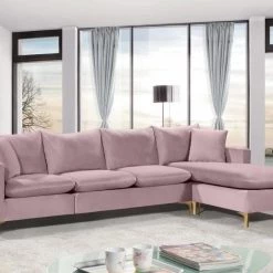Meridian Furniture Naomi Velvet Reversible Sectional Living Room