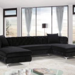 Meridian Furniture Gail Velvet 3 Piece Sectional Living Room