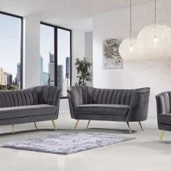 Meridian Furniture Living Room Margo Velvet Sofa