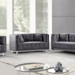 Meridian Furniture Mariel Velvet Sofa Living Room