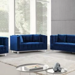 Meridian Furniture Mariel Velvet Sofa Living Room