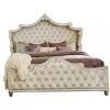 Coaster Antonella Upholstered Tufted Bed Ivory And Camel Bedroom