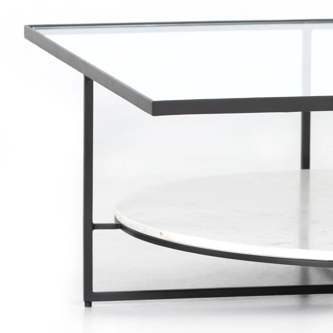 Four Hands Gia Coffee Table-Polished White Marble