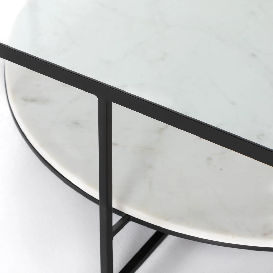 Four Hands Gia Coffee Table-Polished White Marble