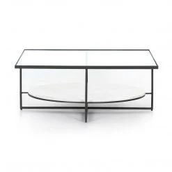 Four Hands Gia Coffee Table-Polished White Marble