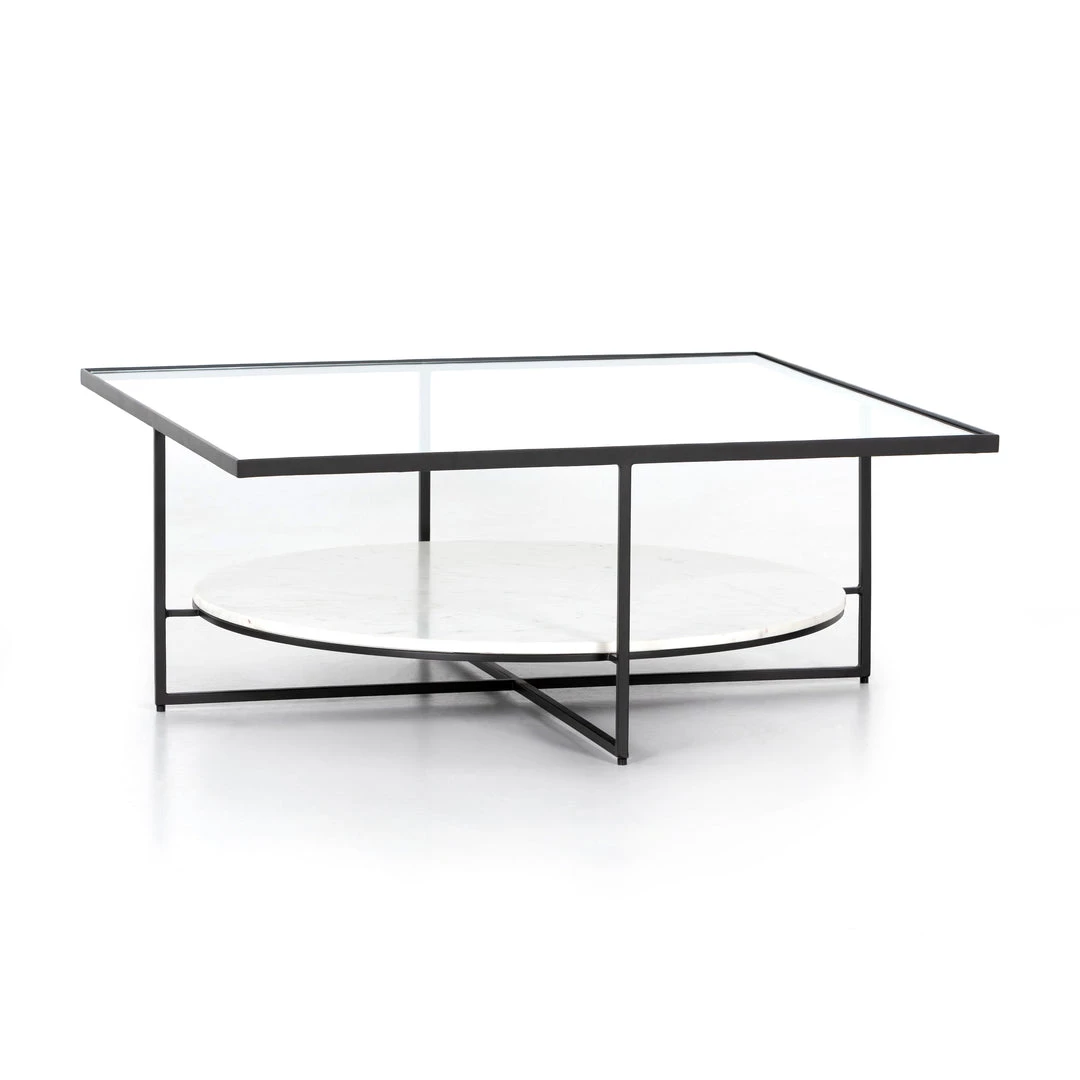 Four Hands Gia Coffee Table-Polished White Marble