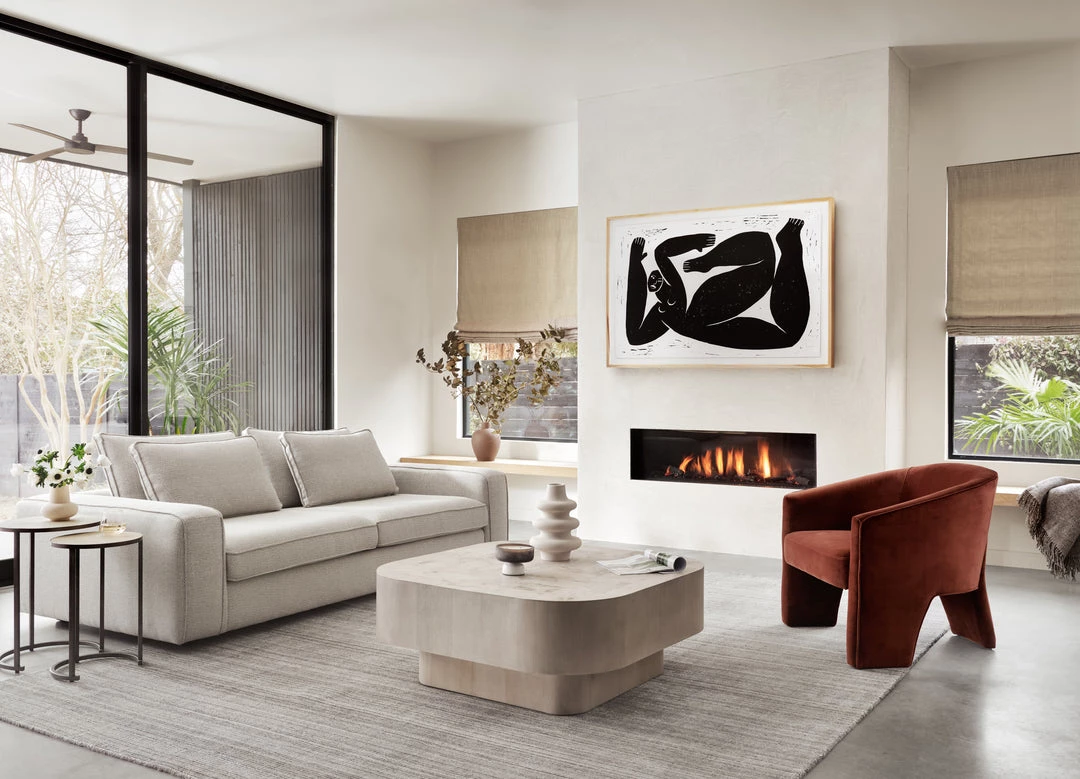 Four Hands Living Room Pierce Sofa-92"-Pompee Pearl By Hollywood Glam