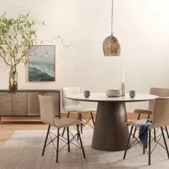 Four Hands Skye Round Dining Table-White Marble Dining Room