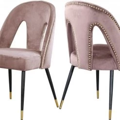 Meridian Furniture Dining Room Akoya Velvet Dining Chair Set Of 2