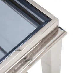 VIG Modrest Agar Modern Glass & Stainless Steel Coffee Table Living Room