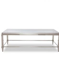 VIG Modrest Agar Modern Glass & Stainless Steel Coffee Table Living Room