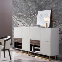 VIG Living Room Modrest Deegan Modern Grey & Ebony Tall Buffet