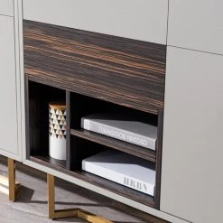 VIG Living Room Modrest Deegan Modern Grey & Ebony Tall Buffet