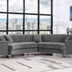 Meridian Furniture Jackson Velvet 2 Piece Sectional Living Room