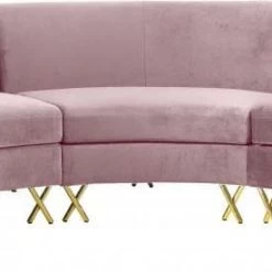 Meridian Furniture Living Room Serpentine Velvet 3pc. Sectional