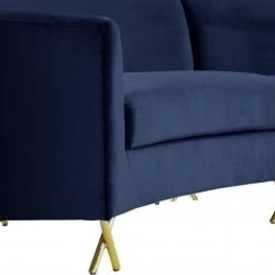 Meridian Furniture Living Room Serpentine Velvet 3pc. Sectional