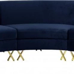 Meridian Furniture Living Room Serpentine Velvet 3pc. Sectional