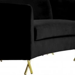 Meridian Furniture Living Room Serpentine Velvet 3pc. Sectional