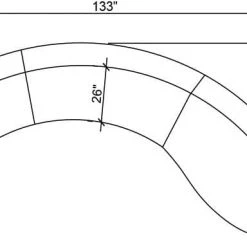 Meridian Furniture Living Room Serpentine Velvet 3pc. Sectional
