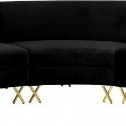 Meridian Furniture Living Room Serpentine Velvet 3pc. Sectional