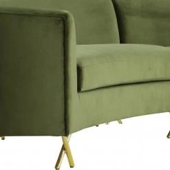 Meridian Furniture Living Room Serpentine Velvet 3pc. Sectional