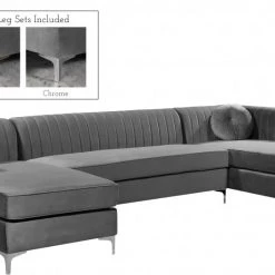 Meridian Furniture Graham Velvet 3 Piece Sectional