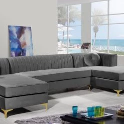 Meridian Furniture Graham Velvet 3 Piece Sectional