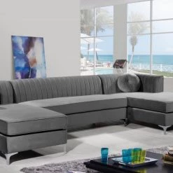 Meridian Furniture Graham Velvet 3 Piece Sectional
