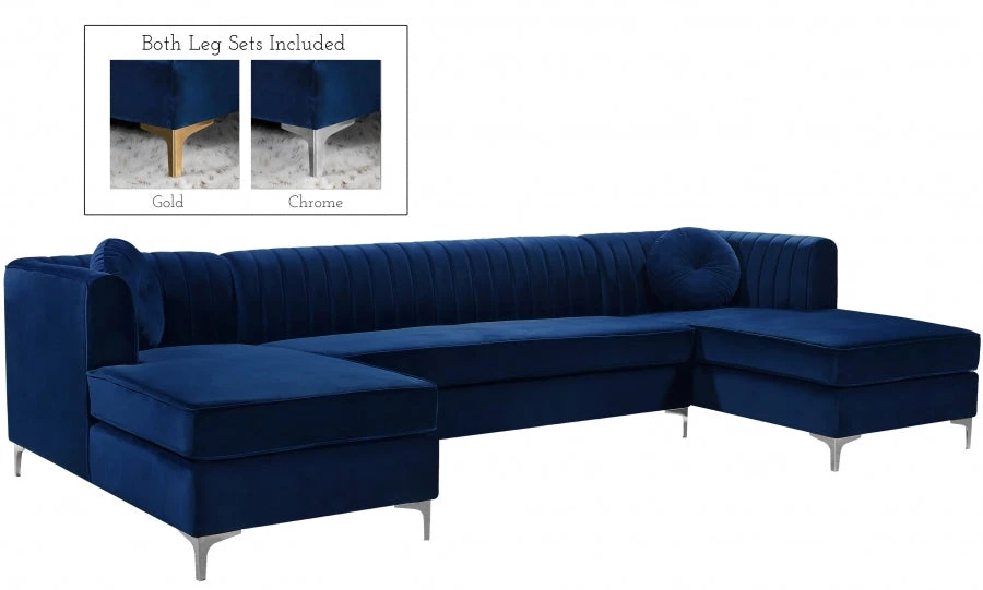 Meridian Furniture Graham Velvet 3 Piece Sectional