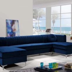 Meridian Furniture Graham Velvet 3 Piece Sectional